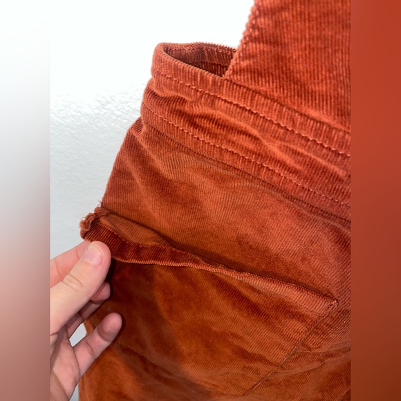 Free People Old School Love Rust Orange Corduroy Pinafore Dress Size 6 - Picture 3 of 5